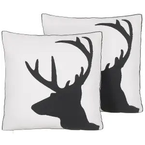 Set of 2 Cushions SHADRACK Cotton 45 x 45 cm Animal White