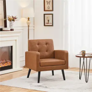 Yaheetech Faux Leather Arm Chair Reading Chair - Retro Brown