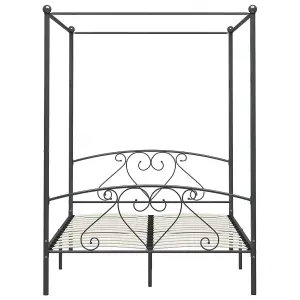 Berkfield Canopy Bed Frame Grey Metal 140x200 cm