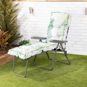 Alfresia Sun Lounger, Charcoal Frame with Bamboo Leaf Classic Cushion