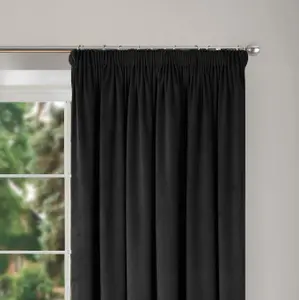 Home Curtains Montreal Fully Lined Soft Velour 45w x 84d" (114x213cm) Black Door Curtain