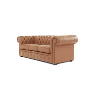 Chesterfield 3 Seater Shelly Saddle Real Leather Sofa Bespoke In Classic Style