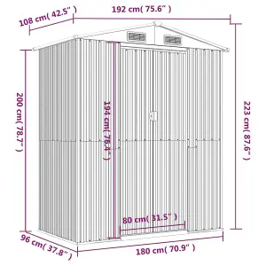 Berkfield Garden Shed Light Brown 192x108x223 cm Galvanised Steel