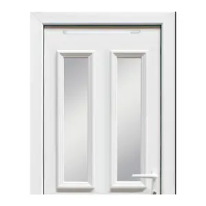 4 panel Diamond bevel Frosted Glazed White LH External Front Door set, (H)2055mm (W)840mm