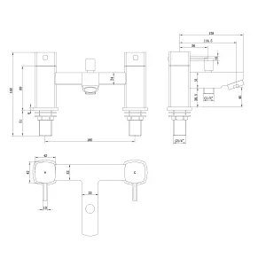 ENKI, Stella, BBT0012, Chrome, Bath Shower Mixer Taps with Twin Rigid Riser Shower Attachment, Solid Brass, Easy Clean