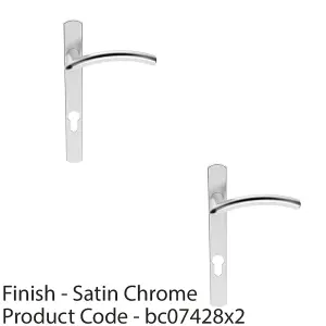 2 PACK - Multi-Point Locking Door Handle EURO PROFILE Slim Arched Satin Chrome RIGHT HAND