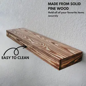 Rustic Floating Shelves for Wall (80 cm) Wide - Flat Chunky Wooden Shelves - Perfect Wall Mounted shelves for Books, Decor & More