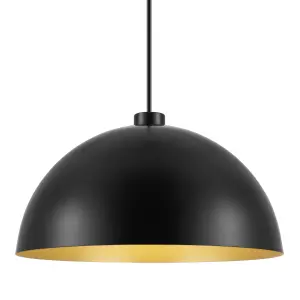 GoodHome Songor Black Gold effect Dome Light shade (D)38cm