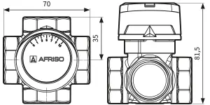 Afriso 4-way 1" Inch BSP Female DN25 Universal Mixing Valve Heating Cooling Systems