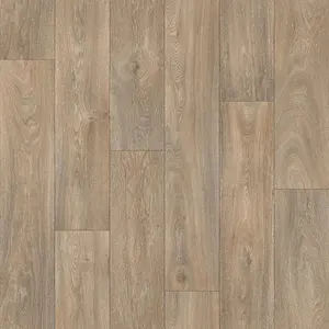 Brown Modern Wood Effect Anti-Slip Vinyl Flooring for Home, Shops, Offices, 2.0mm Thick Vinyl Sheet-6m(19'8") X 2m(6'6")-12m²