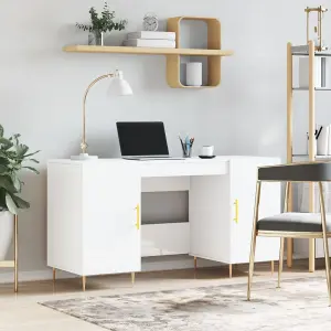 Berkfield Desk High Gloss White 140x50x75 cm Engineered Wood