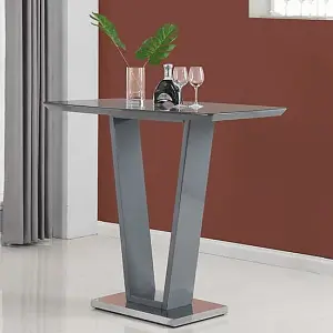 Ilko Grey High Gloss Bar Table With 4 Ripple Grey Stools