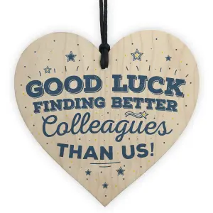 Red Ocean Good Luck Colleague Leaving Work Job Gift Handmade Wooden Heart Sign Friendship Thank You Gift