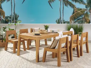 Set of 4 Garden Chairs LIVORNO Acacia Wood Light Wood