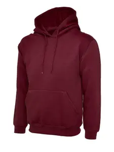 Uneek - Unisex Classic Hooded Sweatshirt/Jumper  - 50% Polyester 50% Cotton - Maroon - Size 4XL