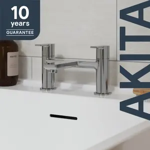 GoodHome Akita Gloss Chrome effect Deck-mounted Manual Single Bath Filler Tap