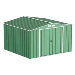 10 x 10 Apex Metal Garden Shed - Heritage Green (10ft x 10ft / 10' x 10' / 3.2m x 3m)