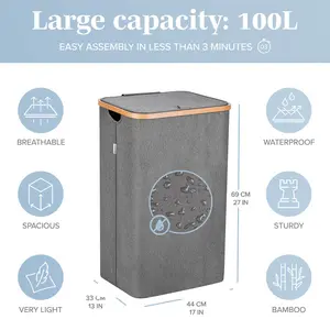 Fabric Laundry Hamper Grey