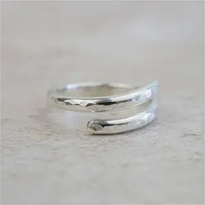 Sterling Silver Hammered Wrap Around Thumb Ring