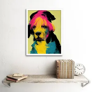 Pop Art Dog Vintage Style - Print White Framed Paper / 43cm H x 33cm W x 2cm D