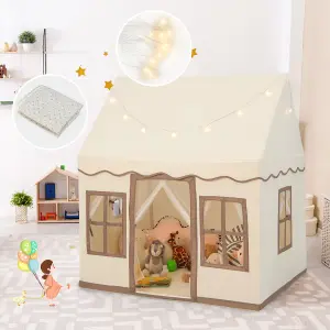 Costway Kids Play Tent Indoor Kids Playhouse with Star Lights Toddler Castle Play Tent