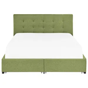 Fabric EU Super King Size Bed with Storage Green LA ROCHELLE