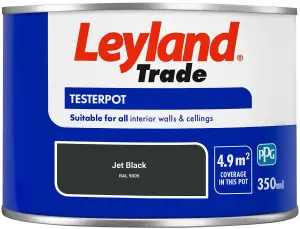 Leyland Trade Vinyl Matt Walls & Ceilings Emulsion Paint Jet Black (RAL 9005) 350ml Tester