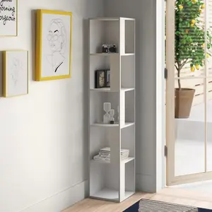 Bensonhurst Corner Bookcase Unique Design & Modern Style White