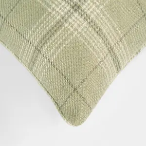 4 Pack Woven Check Filled Cushion Covers, Sage - 45x45cm