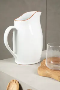 Maison by Premier Calisto White Glazed Terracotta Pitcher