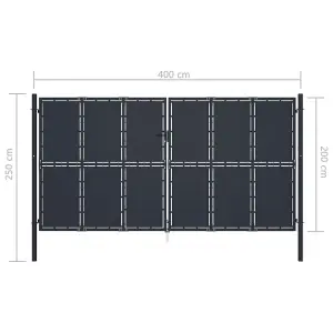 Berkfield Garden Gate Steel 400x200 cm Anthracite