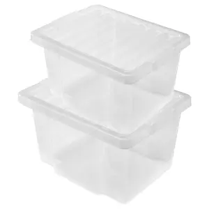 3 x Heavy Duty Multipurpose 45 Litre Home Office Clear Plastic Storage Containers With Lids