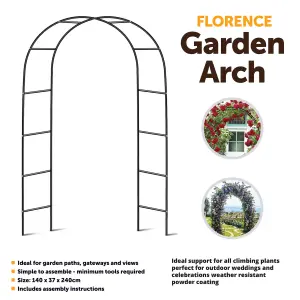 2x Garden Arch 2.4M Plant Climbing Trellis Metal Archway Arbour Frame Tubular