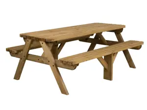 Fortem Rounded Pub Style Picnic Table Benches Set (8ft, Rustic brown)