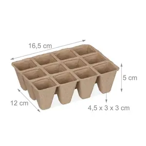 simpa 24Pcs Biodegradable Fibre Seedling Pots. 12 Grids 45mm Square Transplanting Pots with 1PC Super Seeder and 10L Compost Bag.