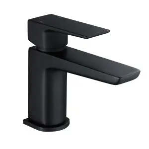 Nes Home Bathroom Cloakroom Basin Mono Mixer Black Matt Tap With Waste