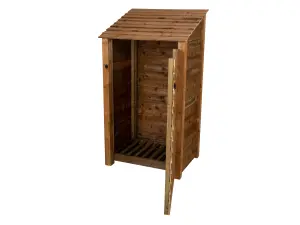 Wooden log store with door W-99cm, H-180cm, D-88cm - brown finish