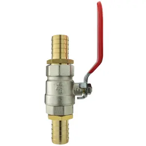 in-line full flow lever valve with brass barb connectors (1.25"-32mm)