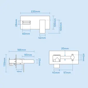 Nes Home Laura Waterfall Wall Mounted Basin Mono Mixer Tap