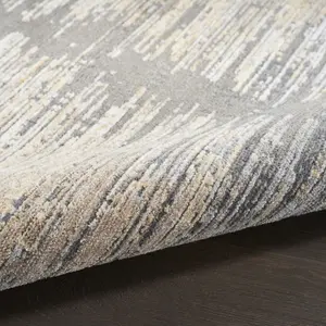 Grey Gold Modern Abstract Easy To Clean Living Room Bedroom & Dining Room Rug-160cm X 229cm