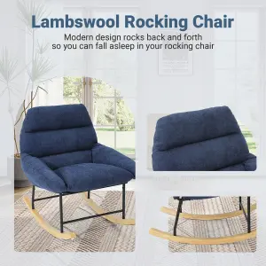 Rocking Chair Nursery, Lamb Wool Removable Glider Rocker, Blue Grey