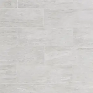 Soft travertin Light grey Gloss Stone effect Ceramic Indoor Tile, Pack of 9, (L)600mm (W)200mm