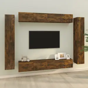 Berkfield 8 Piece TV Cabinet Set Smoked Oak Engineered Wood