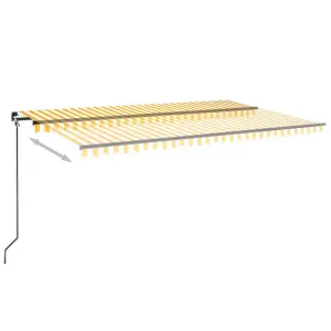 Berkfield Manual Retractable Awning with LED 500x300 cm Yellow and White