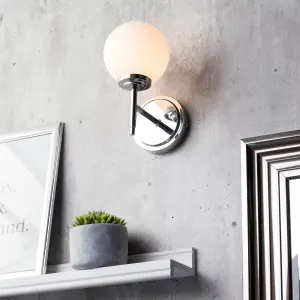 Litecraft Preston Chrome Bathroom Globe Wall Light