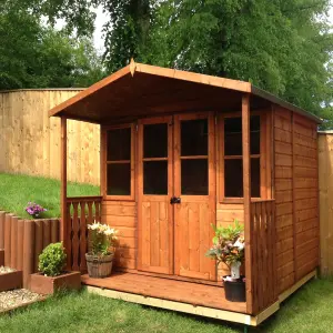 Shire Houghton 7x5 ft & 2 windows Apex Wooden Summer house - Assembly service included