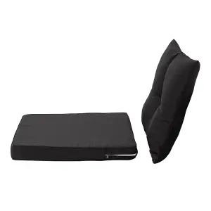 Outdoor Black 2Pcs Garden Sofa Cushion Backrest Set