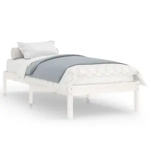 Berkfield Bed Frame White Solid Wood 75x190 cm Small Single