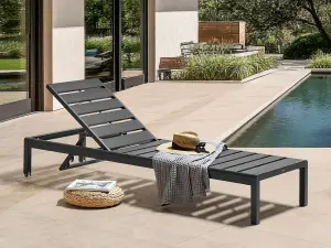 Beliani Industrial Sun Lounger Black NARDO