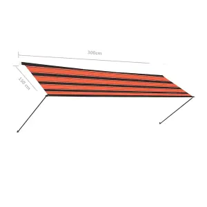 Berkfield Retractable Awning with LED 300x150 cm Orange and Brown